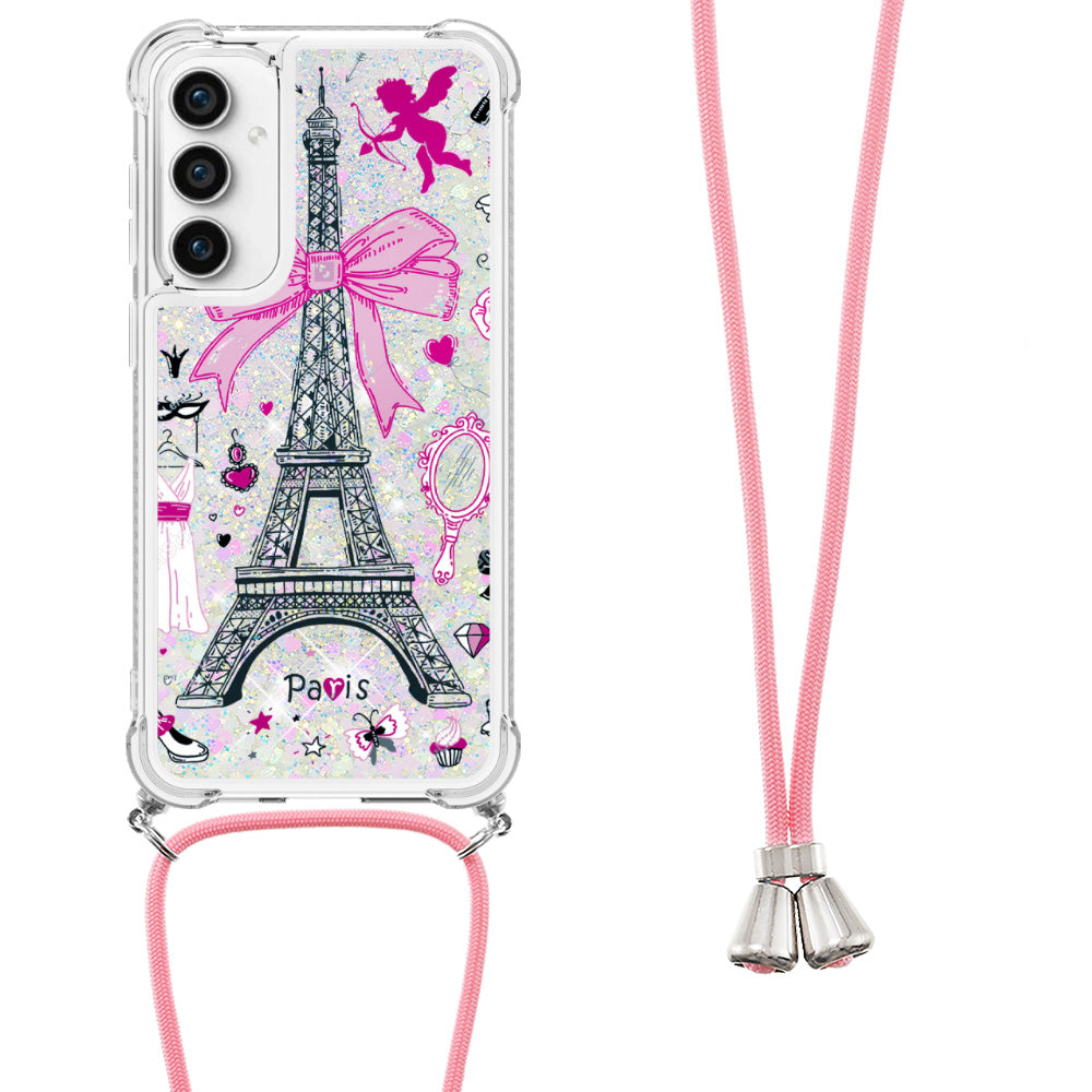 YB Quicksand Series-5 For Samsung Galaxy S23 FE Glitter Liquid Case TPU Pattern Printing Phone Cover with Lanyard YB Quicksand Series-5 For Samsung Galaxy S23 FE Glitter Liquid Case TPU Pattern Printing Phone Cover with Lanyard